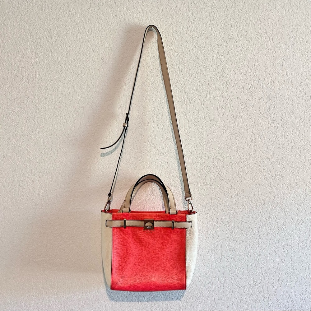 Kate Spade Leo Houston Street Satchel Hot Rose Pink Pebble Leather Purse Handbag